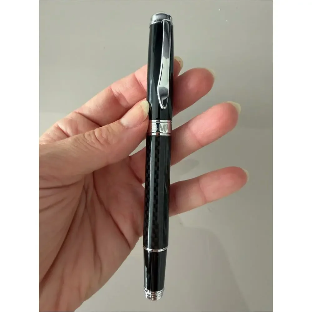 🗽BMW Black Carbon Fiber Ballpoint Pen with Silver Trim